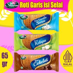 2 Column - Roti Garis isi Selai Sharon Bakery 65gr & Kartika Sari Toast Bread Chocolate 201.2 Gram - Roti Panggang Coklat Kering-0