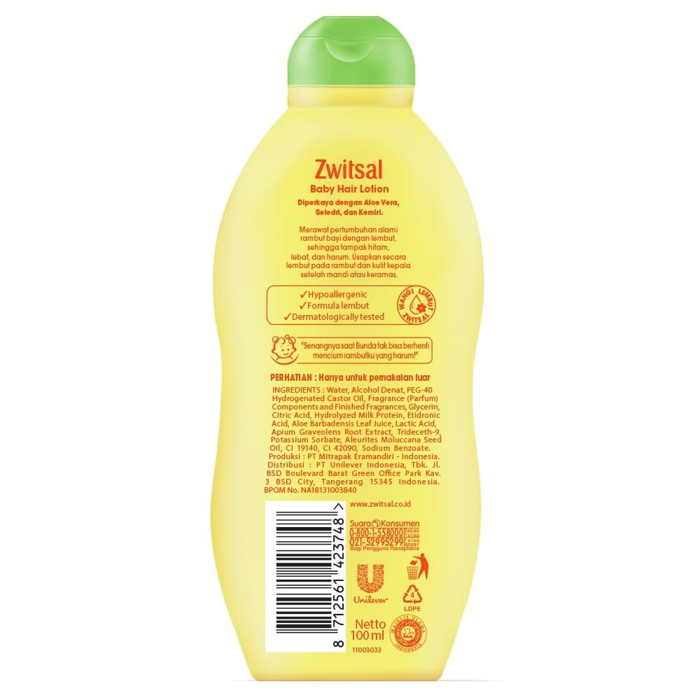 Zwitsal Natural Baby Twin Pack Hair Lotion Aloe Vera Tub 100ml - 3