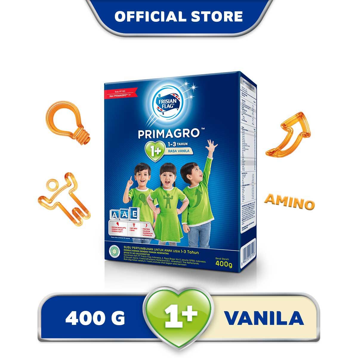 Frisian Flag Primagro 1+ Vanilla 400gr Susu Pertumbuhan Anak Usia 1-3 Tahun - 1