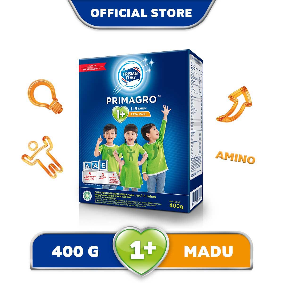 Frisian Flag Primagro 1+ Madu 360gr Susu Pertumbuhan Anak Usia 1-3 Tahun - 1