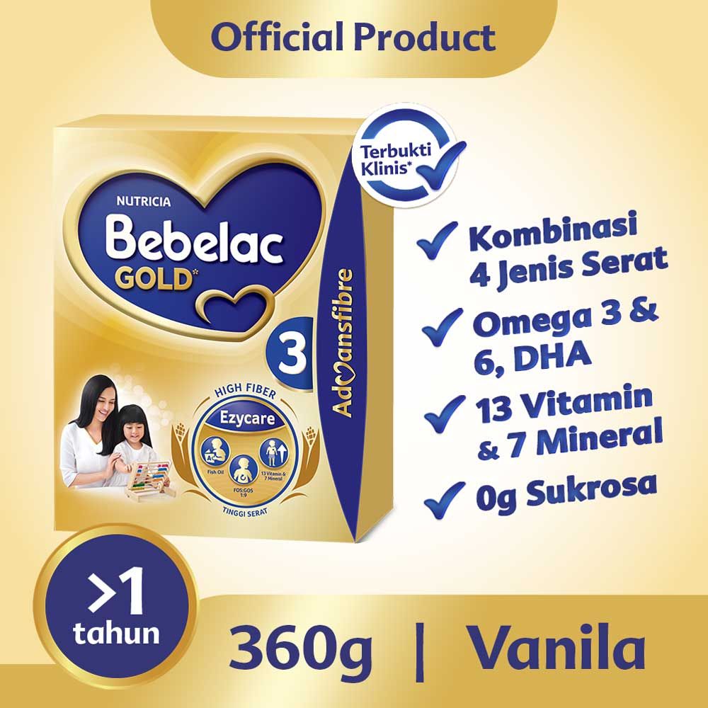 Bebelac Gold 3 Vanila Susu Bubuk Tinggi Serat 360 GR - 1