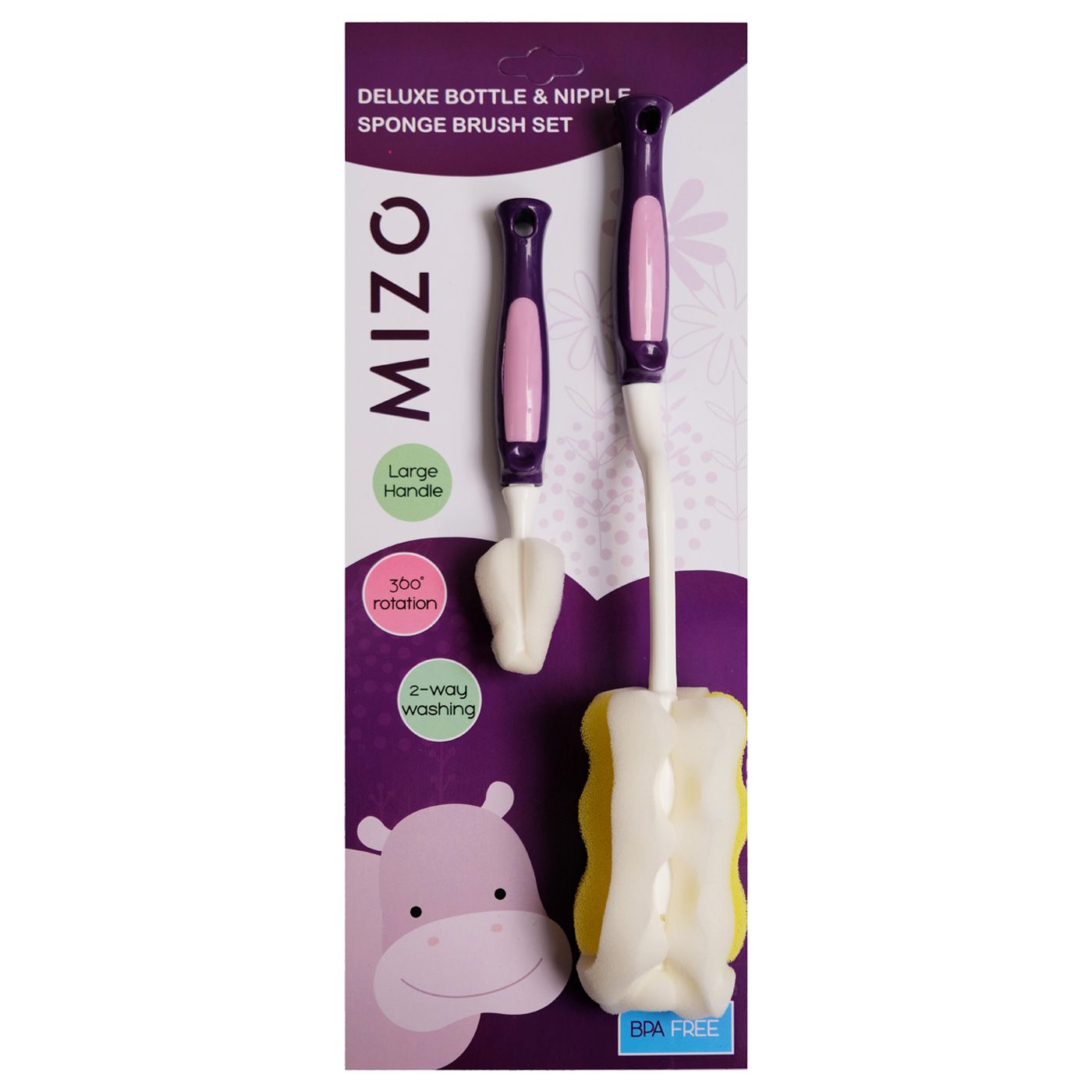 Mizo Deluxe Bottle & Nipple Sponge Brush Set - 3