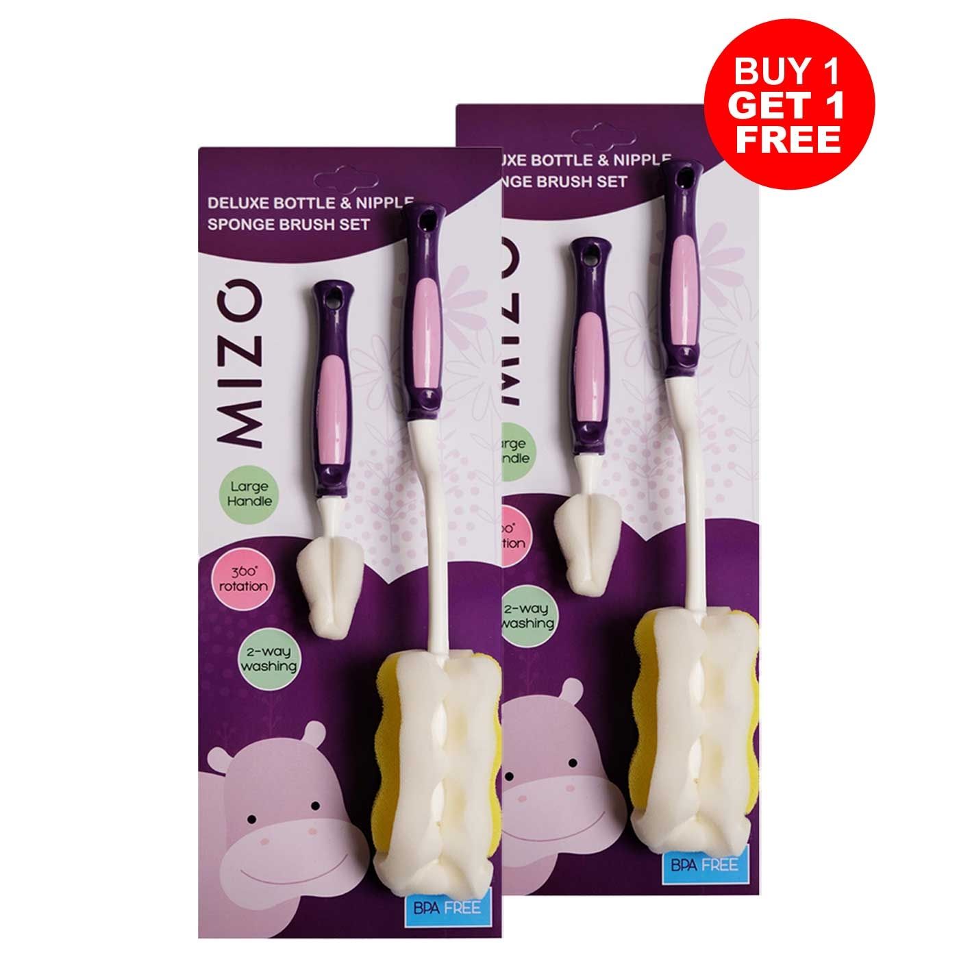 Mizo Deluxe Bottle & Nipple Sponge Brush Set - 1