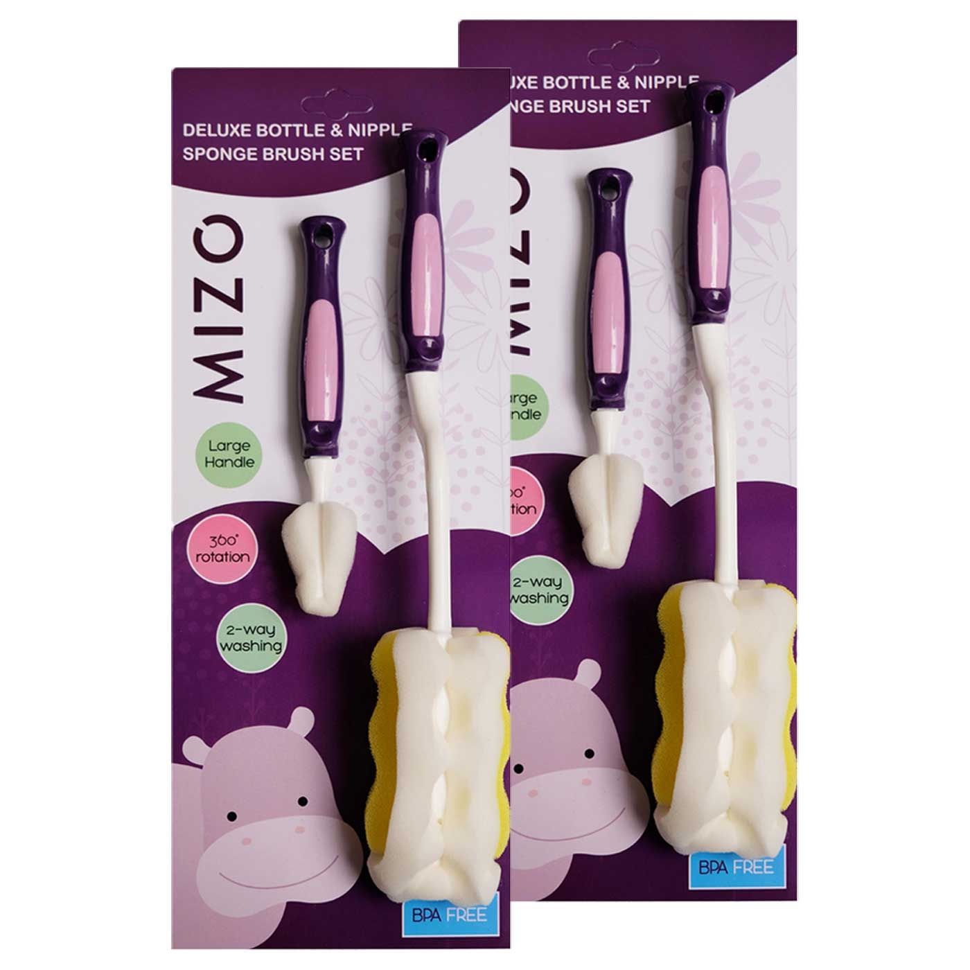 Mizo Deluxe Bottle & Nipple Sponge Brush Set - 2