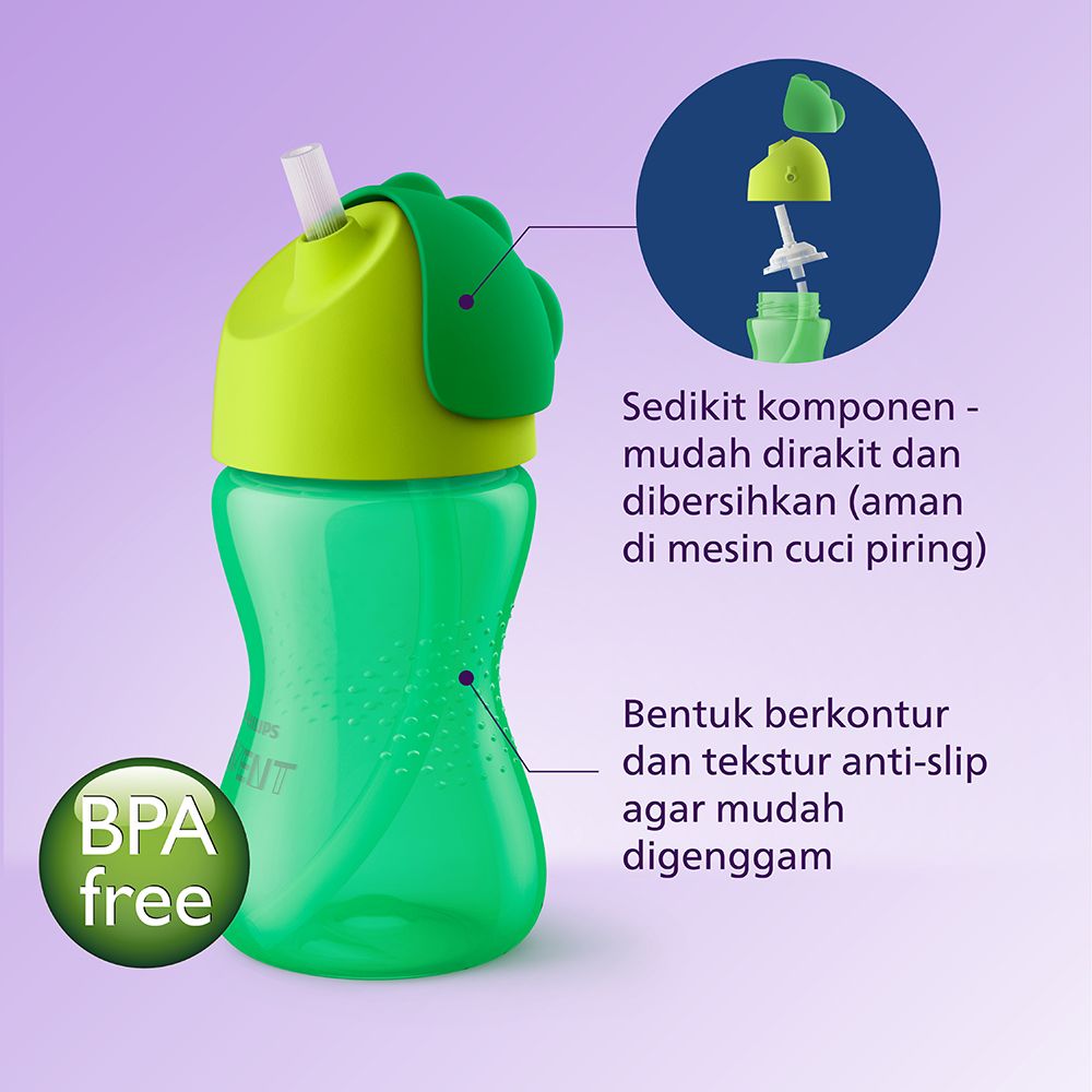 Philips Avent Straw Cup 300 ml Single Boy SCF798/01 Botol Minum Anak - 4