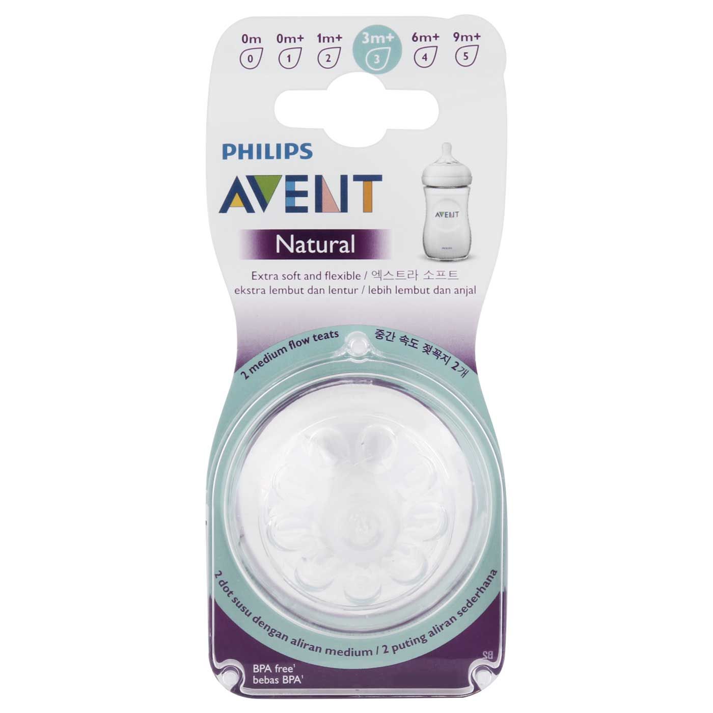 Philips Avent Natural Medium Flow Teat 3m+ White (Isi 2) - 2