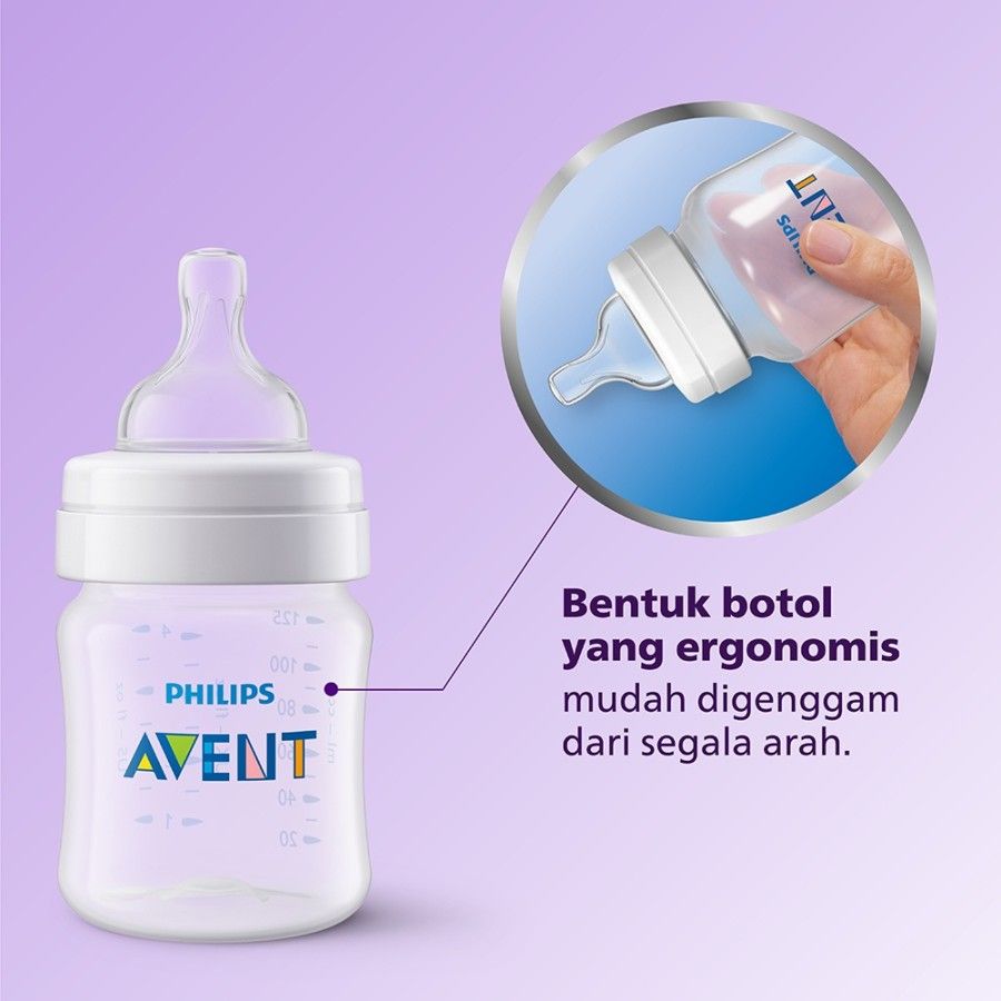 Philips Avent Classic Plus Bottle 125ml 2Pcs 0M+ SCF560/27 Botol Susu - 3