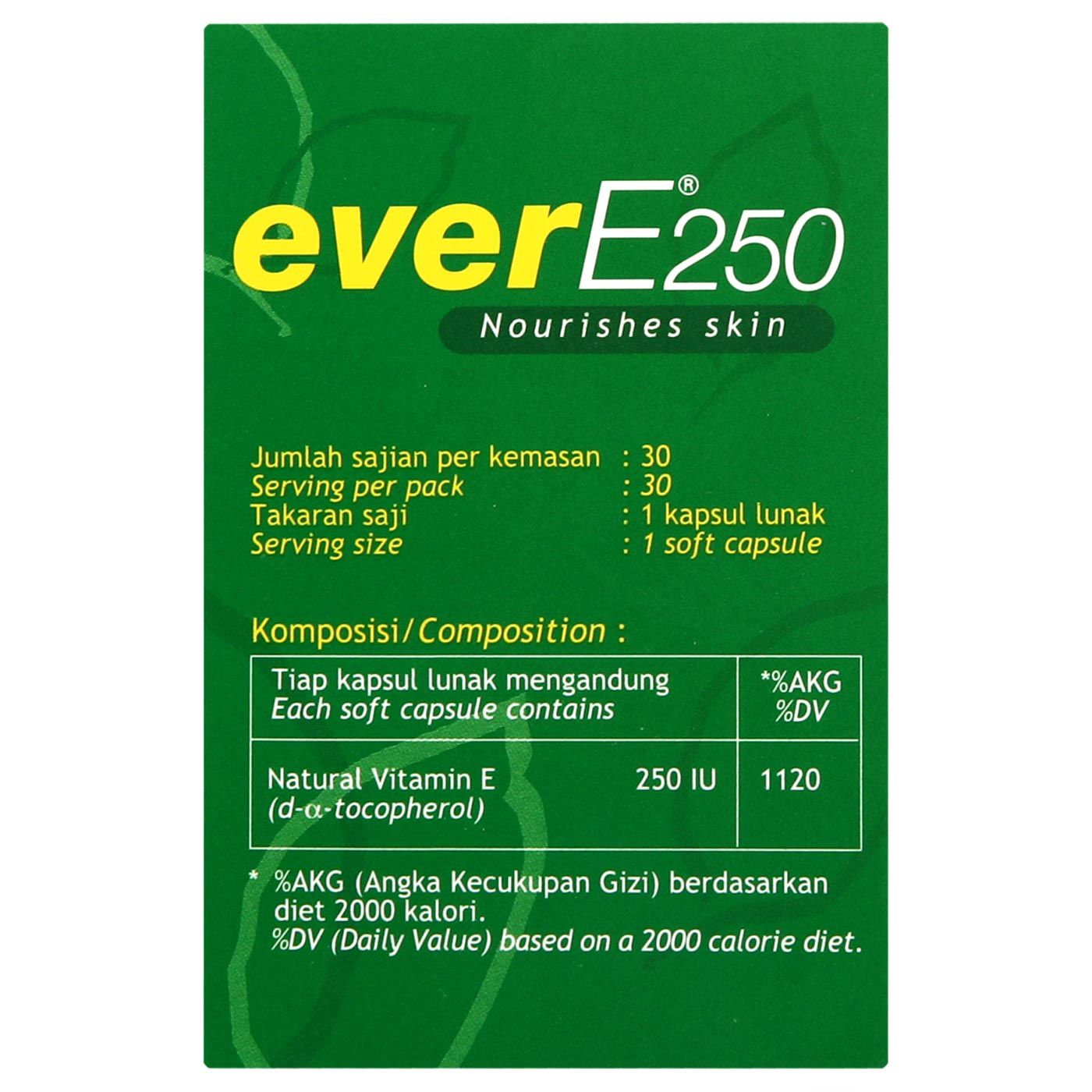 EverE 250 Memelihara Kesehatan Kulit Vitamin E 30's - 10