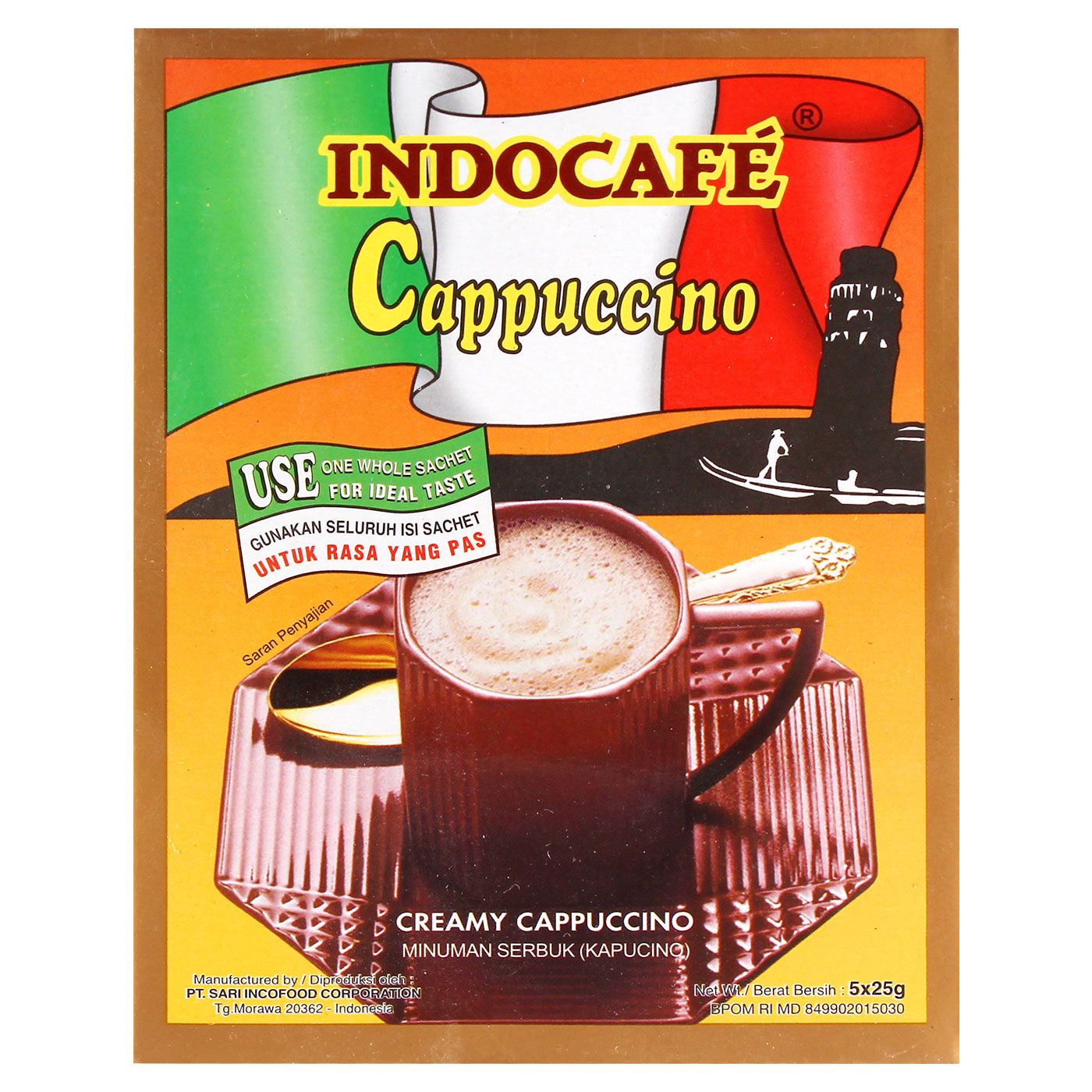 Indocafe Instant Coffee Cappuccino Box 5x25g - 1