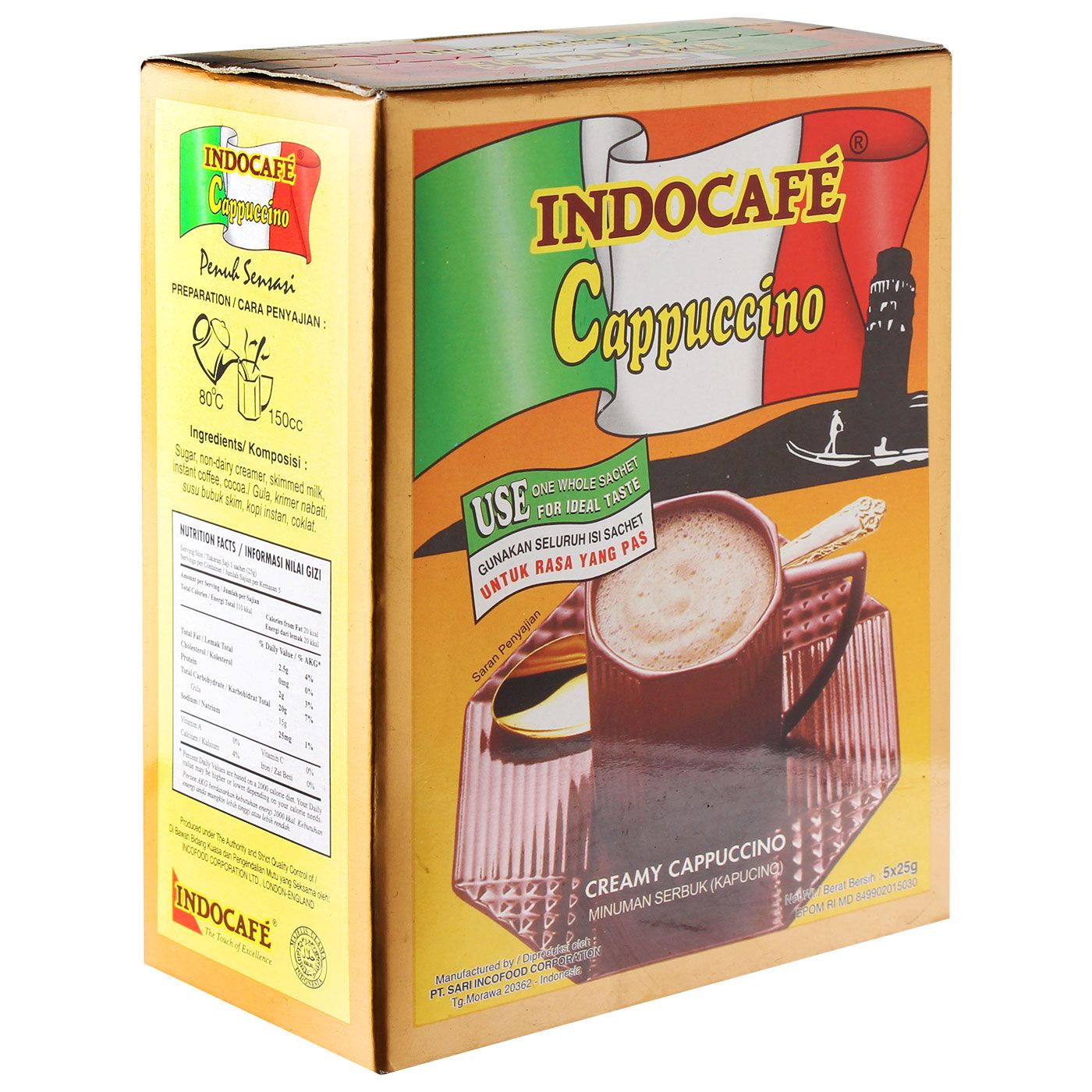 Indocafe Instant Coffee Cappuccino Box 5x25g - 2