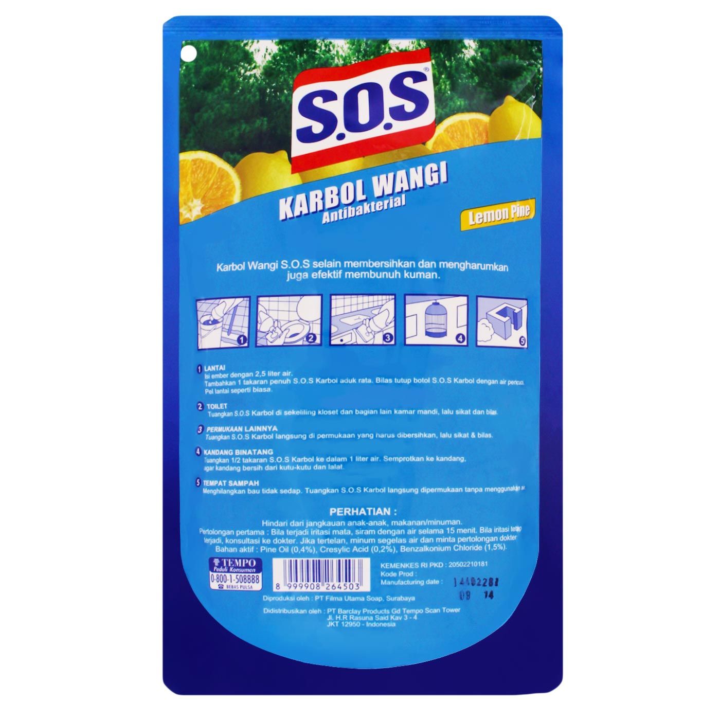 SOS Karbol Lemon Pine Pch 800mL - 2