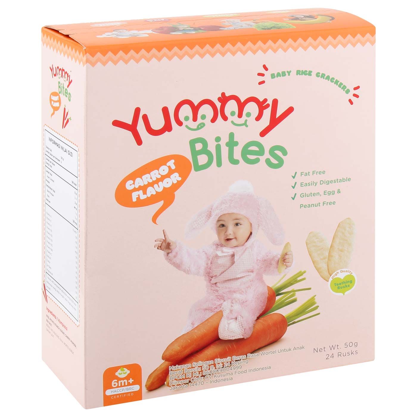 Yummy Bites Rice Crackers Carrot 6+ 50gr - 2