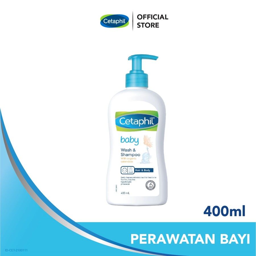 Cetaphil Baby Wash & Shampoo with Organic Calendula 400ml Sabun Mandi dan Shampo untuk Perawatan Kulit Bayi - 1