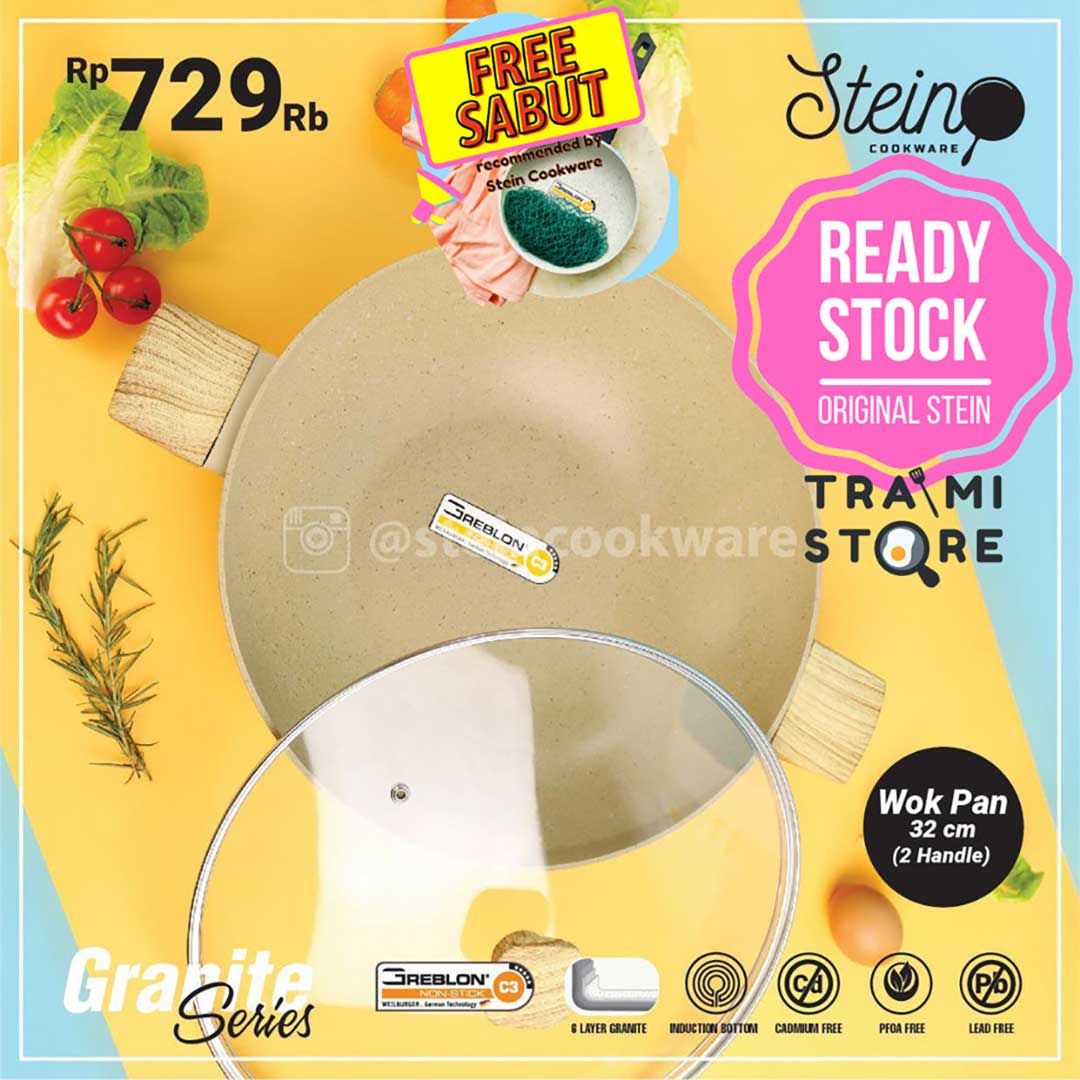 Stein Cookware Wok 32Cm (2 Handle) Granite Series Original Panci Stein - 1