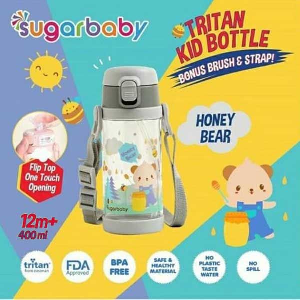 Sugar Baby Tritan Kid Bottle 400ML - Grey - 1