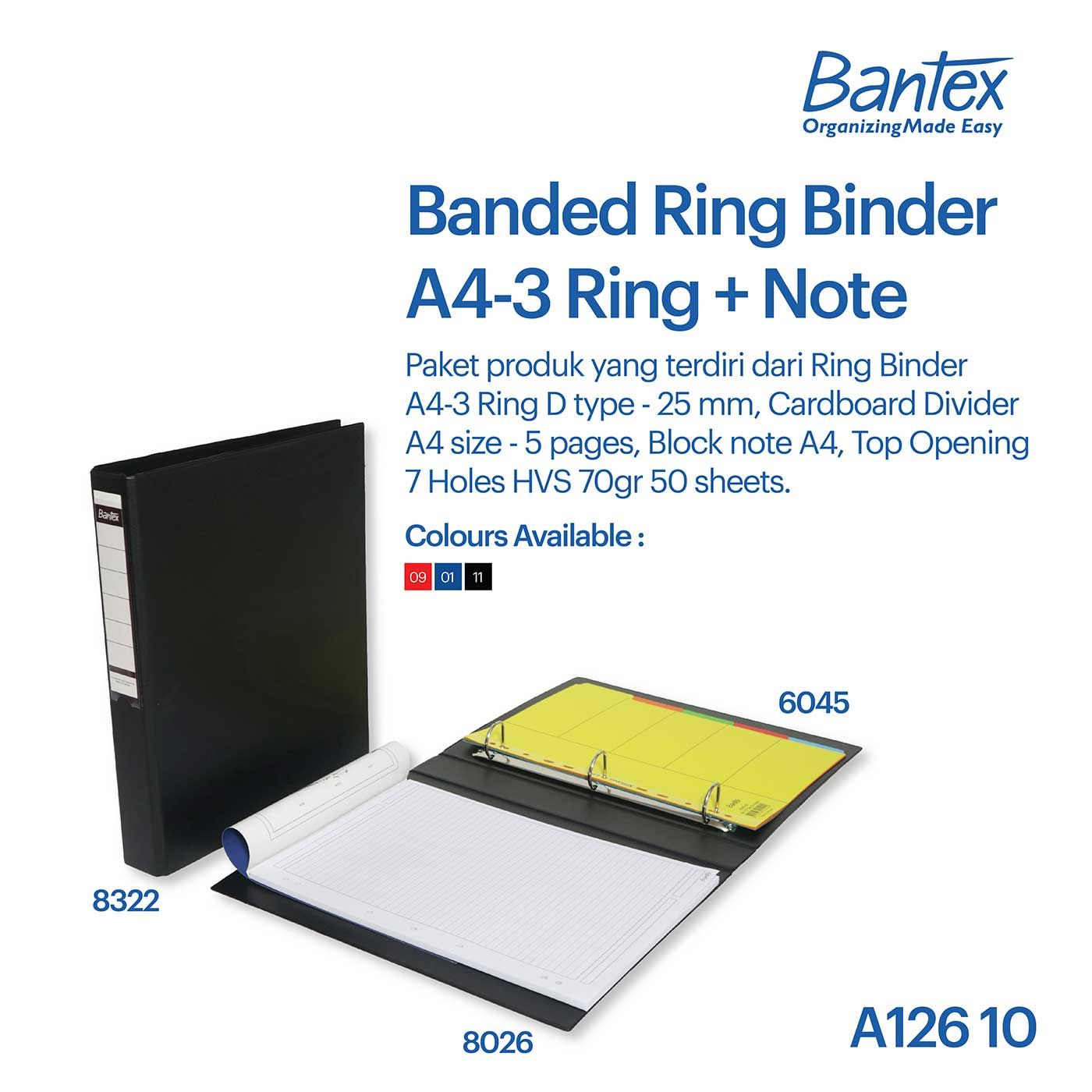 Bantex Ring Binder - Noted A4 To 8322+6045+8026 - A126 10 Hitam - 1