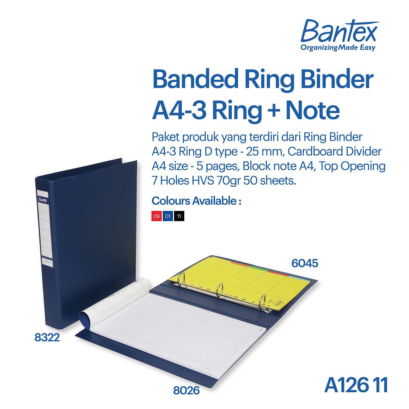 Bantex Ring Binder - Noted A4 To 8322+6045+8026 - A126 01 Biru - 1