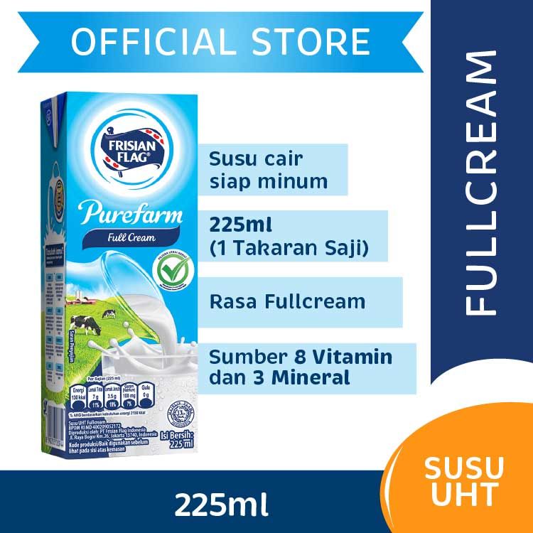 Frisian Flag Purefarm Susu UHT Fullcream 225ml - 1