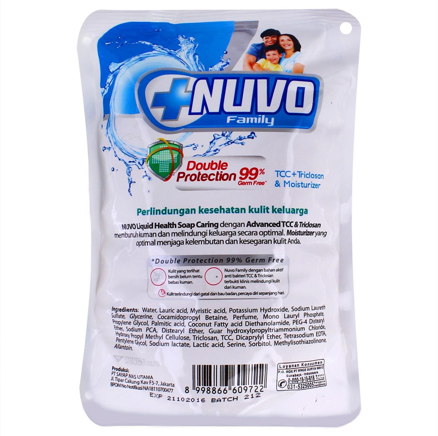 Nuvo Family Liq Soap Biru Pch 450ml - 2