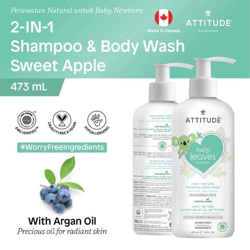 Attitude 2in1 Shampoo & Bodywash Sweet Apple - 1