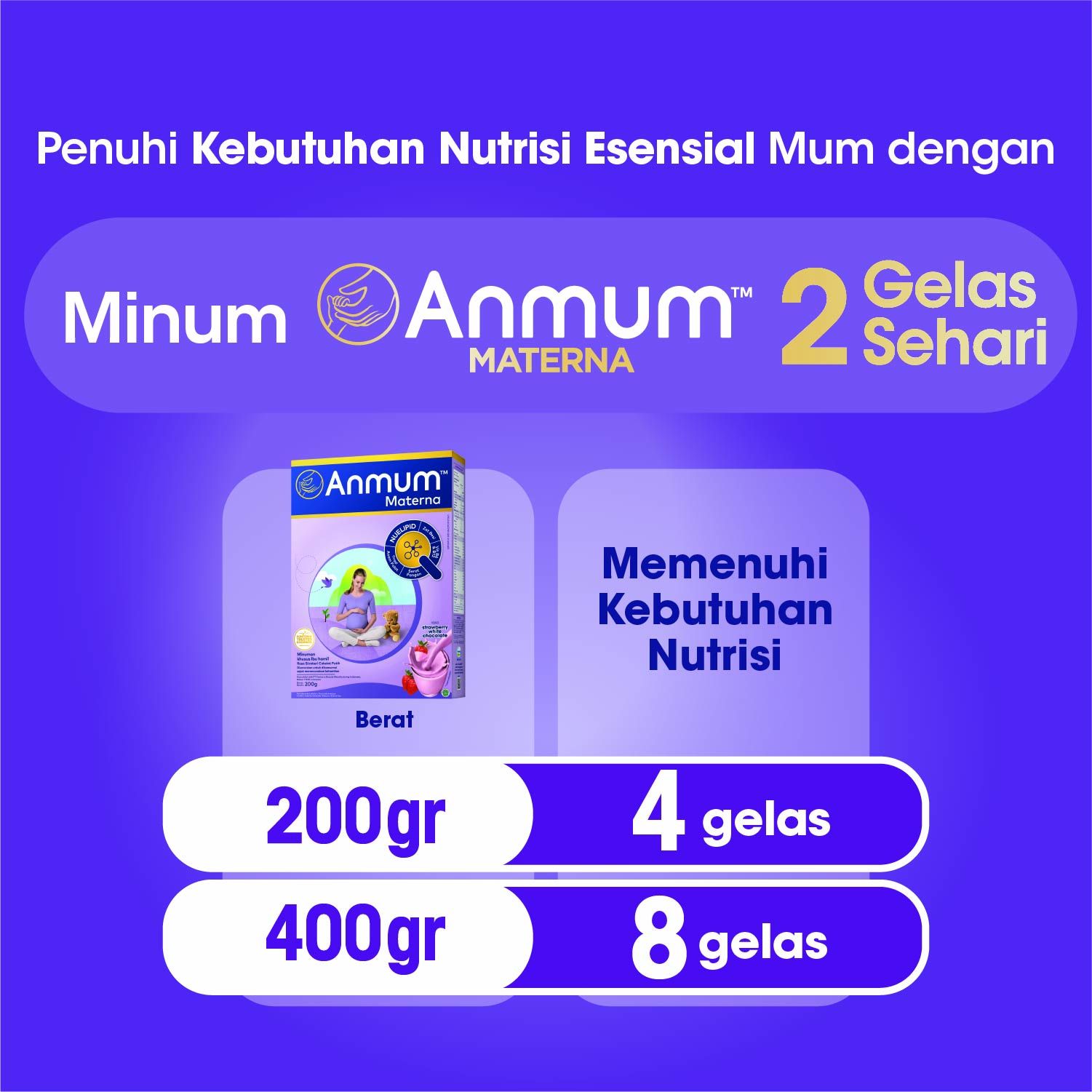 Anmum Materna Strawberry White Choco 200gr - Susu Ibu Hamil - 6