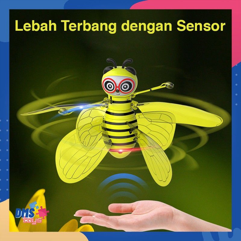 DMStoys Mainan Lebah Terbang Flying Bee Sensor Tangan Drone Charge Pink - 3