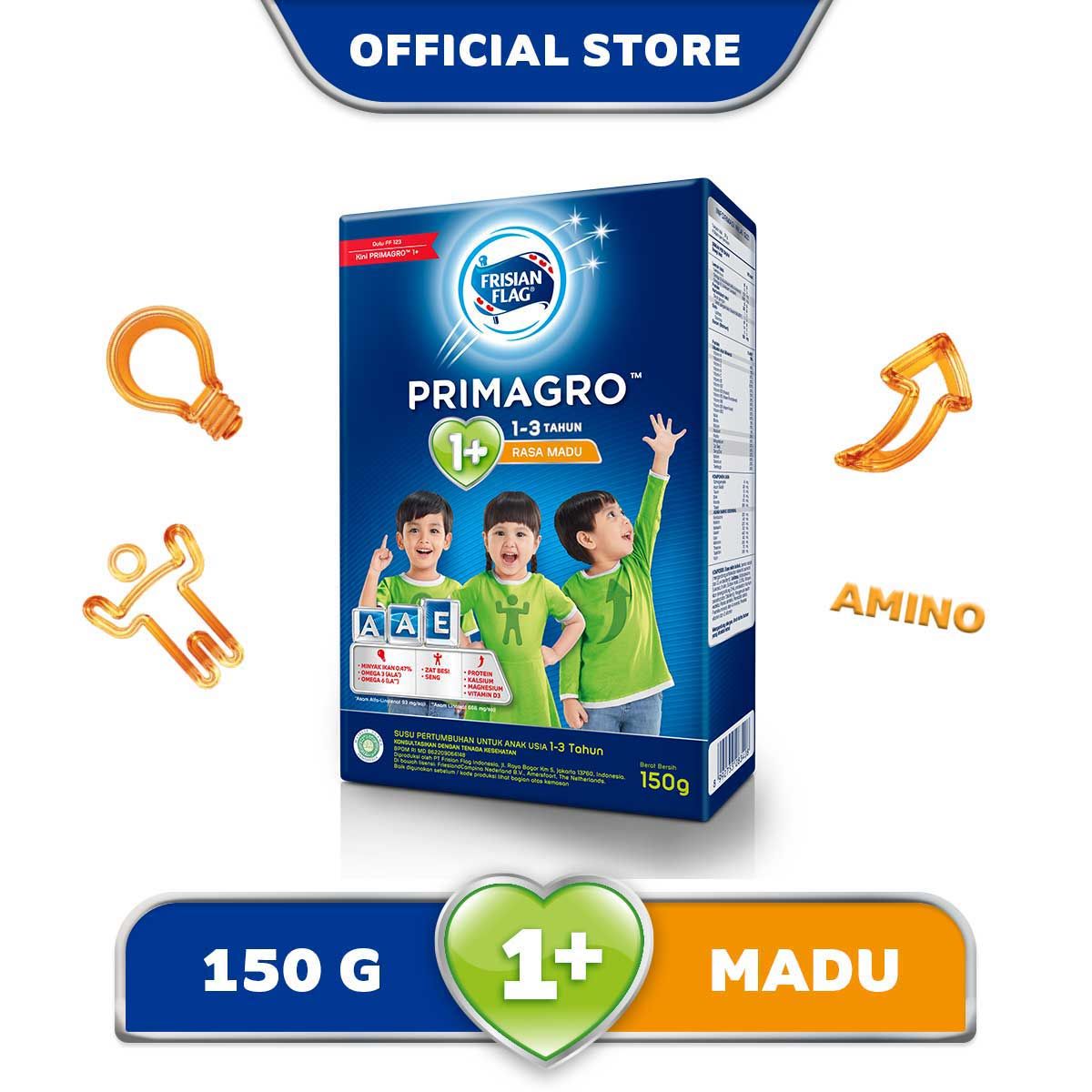 Frisian Flag Primagro 1+ Madu 120 gr (1-3 tahun) Susu Formula Pertumbuhan Anak - 1