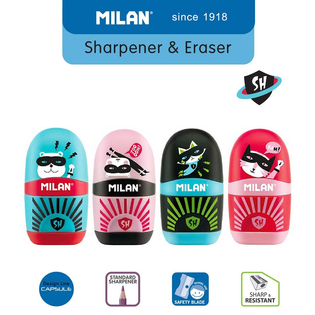 Milan Sharpener & Eraser Super Heroes Blue - 1