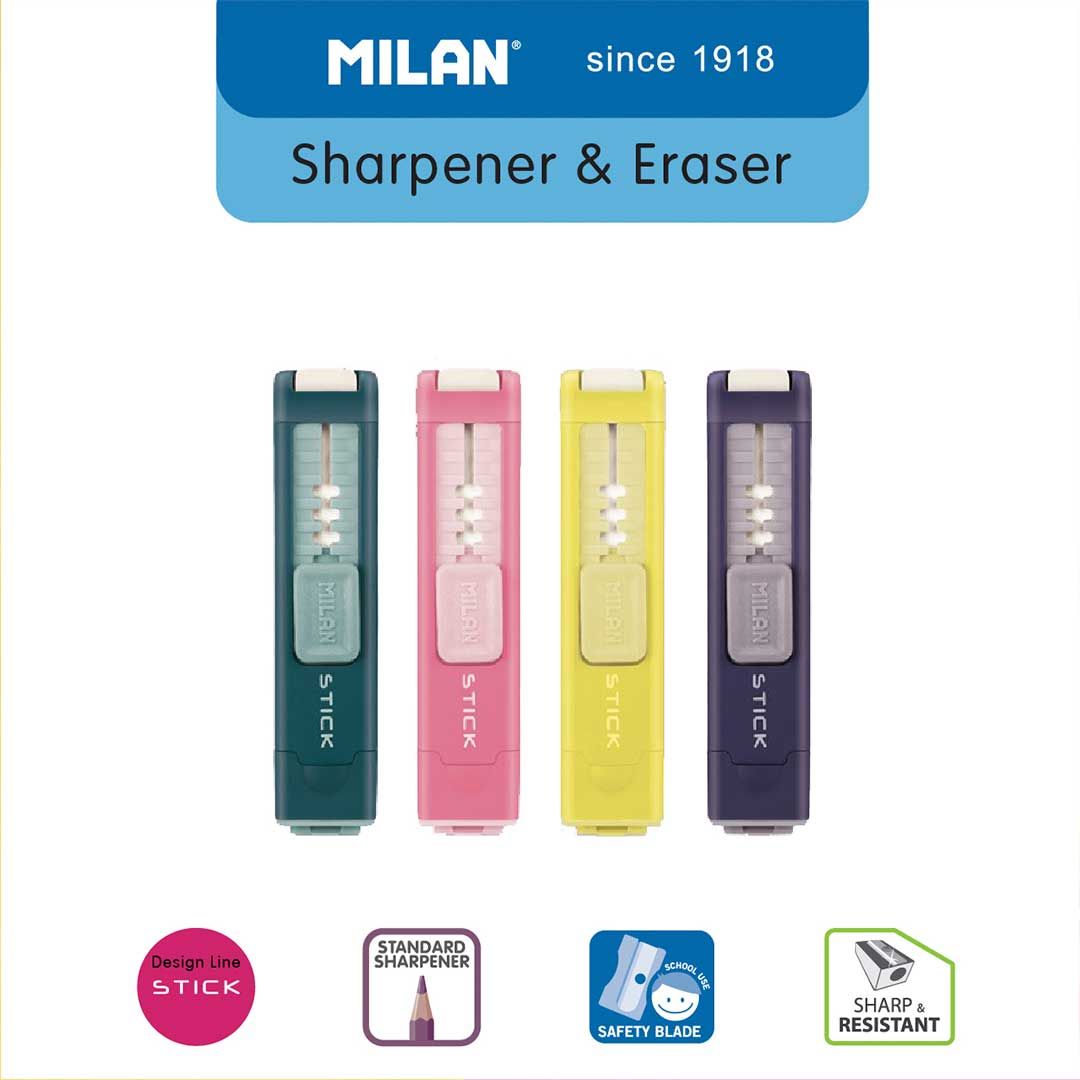 Milan Sharpener + Eraser Stick #47021 Yellow - 1