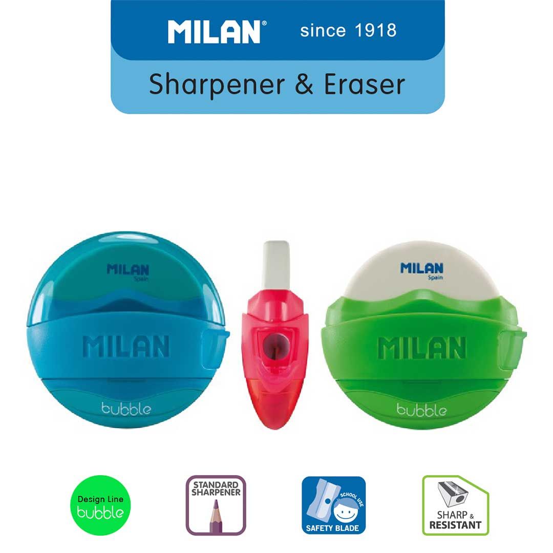 Milan Pencil Sharpener & Eraser Bubble #47041 Red - 1