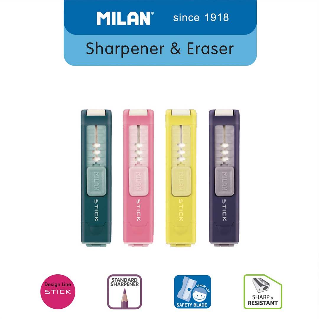 Milan Sharpener + Eraser Stick #47021 Pink - 1