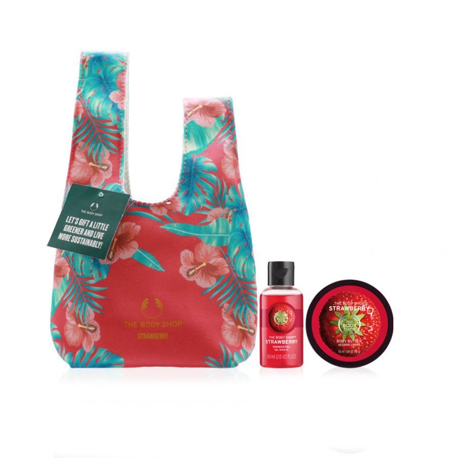 The Body Shop Mini Pouch Duo (Body Butter - Shower Gel) Gift Set - Strawberry (Red) - 1