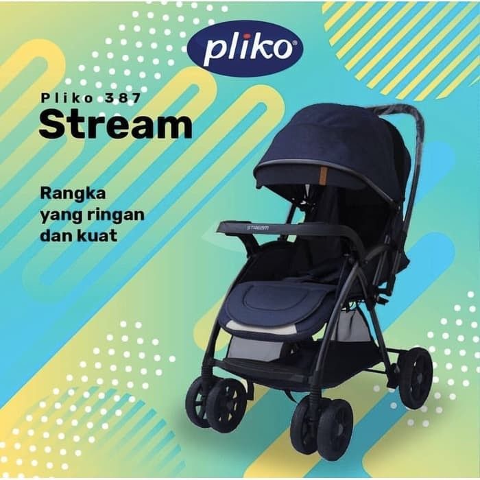 Kereta Dorong Bayi Stroller Pliko 387 Stream - Blue - 1