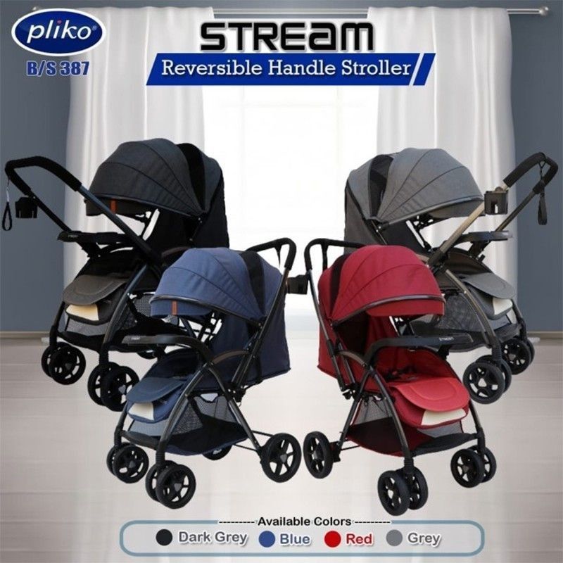 Kereta Dorong Bayi Stroller Pliko 387 Stream - Blue - 3