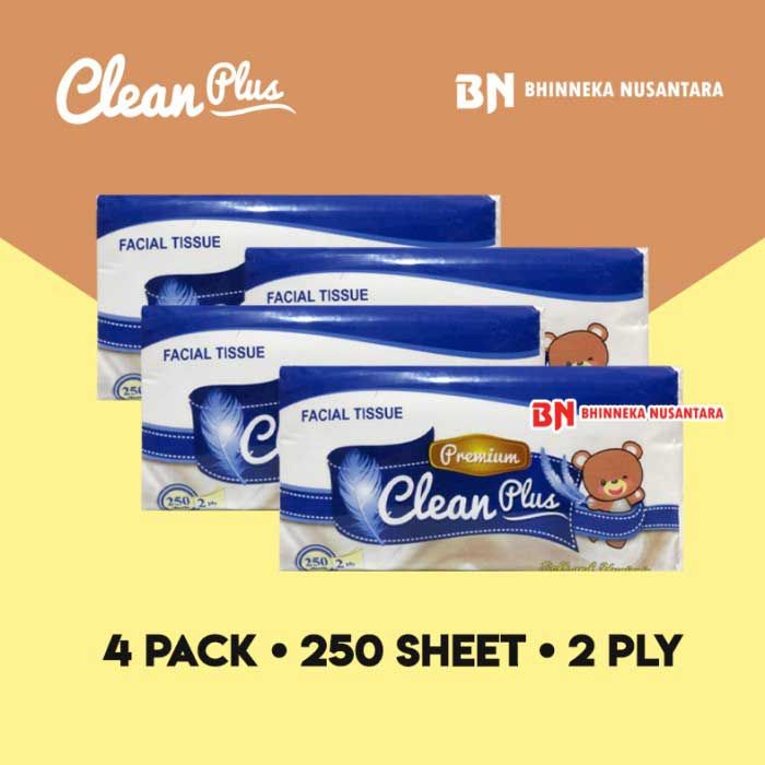 Clean Plus Facial Tissue 250 Sheet [4 Pack] - 1