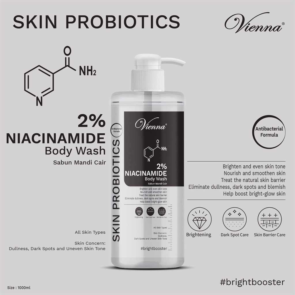 Vienna Skin Probiotics Body Wash Niacinamide - 1000Ml Pump - 2