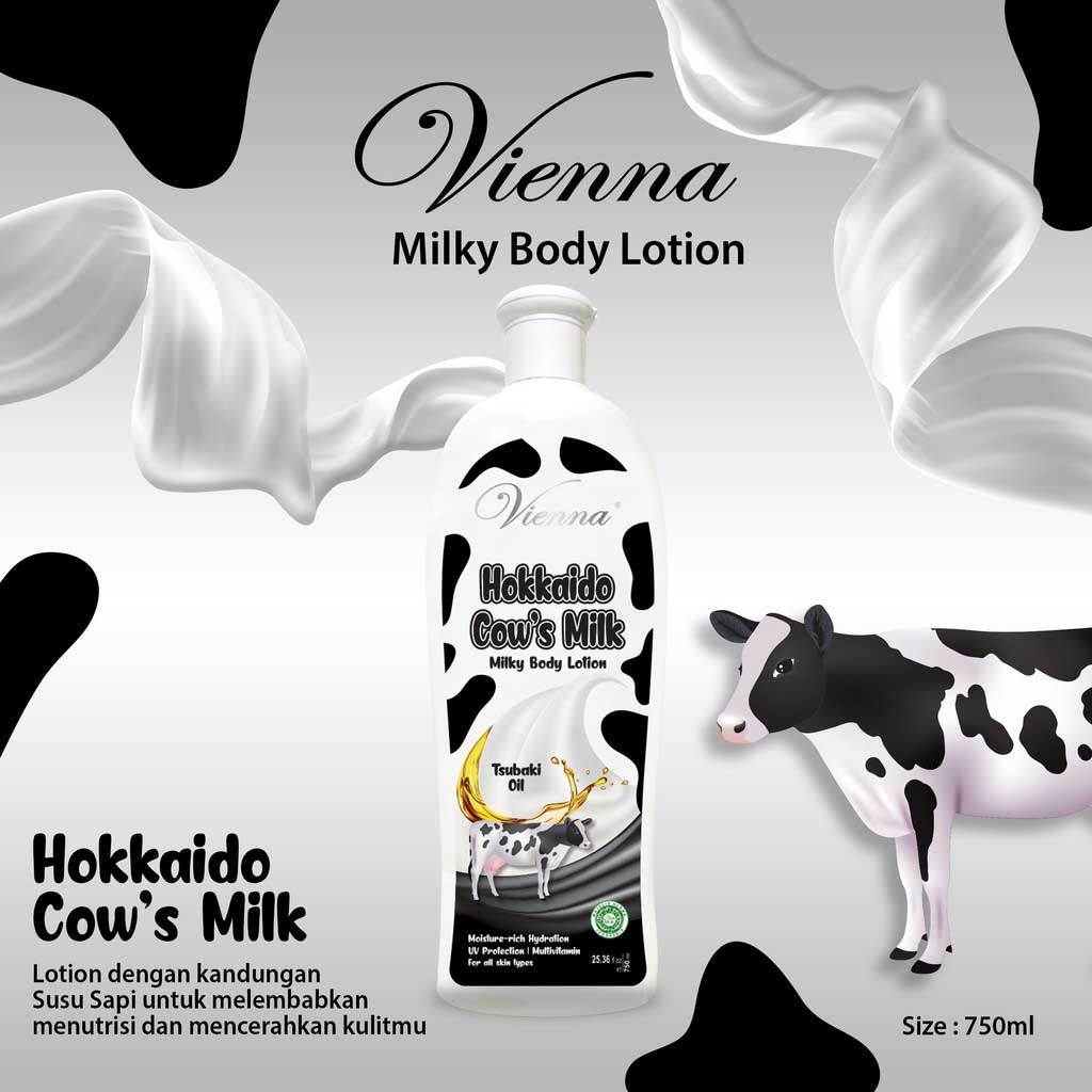 Vienna Milky Body Lotion Hokaido Cow'S Milk Tsubaki Oil - 750 Ml Bottle - 3