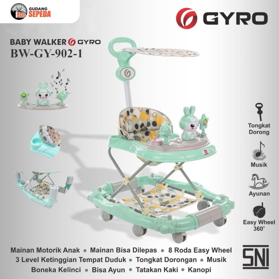 Gyro Baby Walker GY 902 Kereta Dorong Balita Green - 1