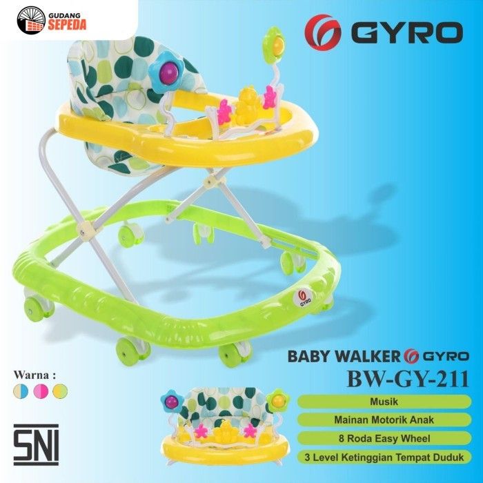 Gyro Baby Walker Bayi BW GY 211 Kereta Dorong Balita Green - 1