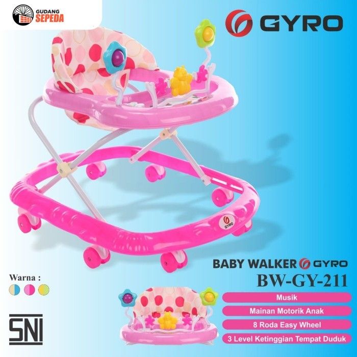 Gyro Baby Walker Bayi BW GY 211 Kereta Dorong Balita Pink - 1