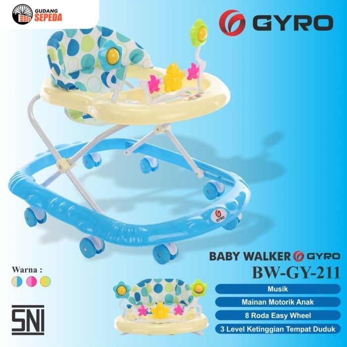 Gyro Baby Walker Bayi BW GY 211 Kereta Dorong Balita Blue - 1