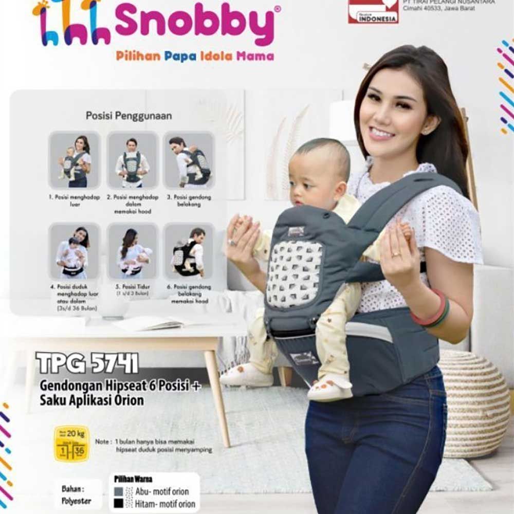 Snobby Gendongan Bayi Hipseat Snobby 6 Posisi Orion Abu - 1