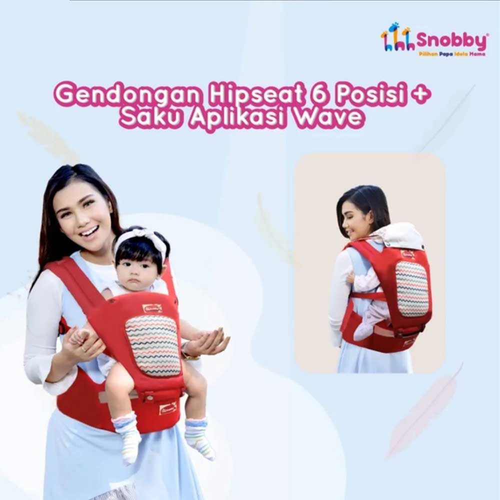 Snobby Gendongan Bayi Hipseat Snobby 6 Posisi Merah Wave - 1