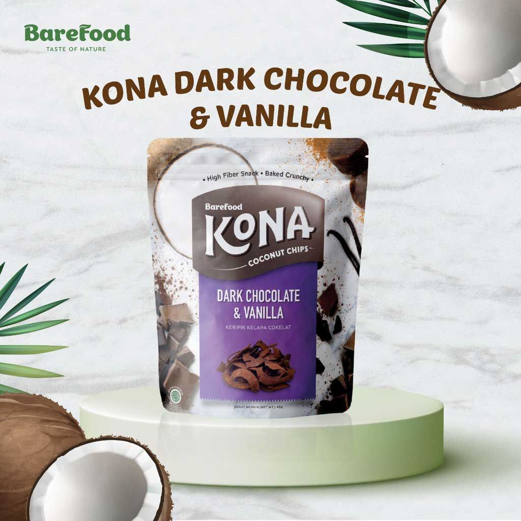 KONA Coconut Chips Dark Chocolate & Vanilla 45gr - 1