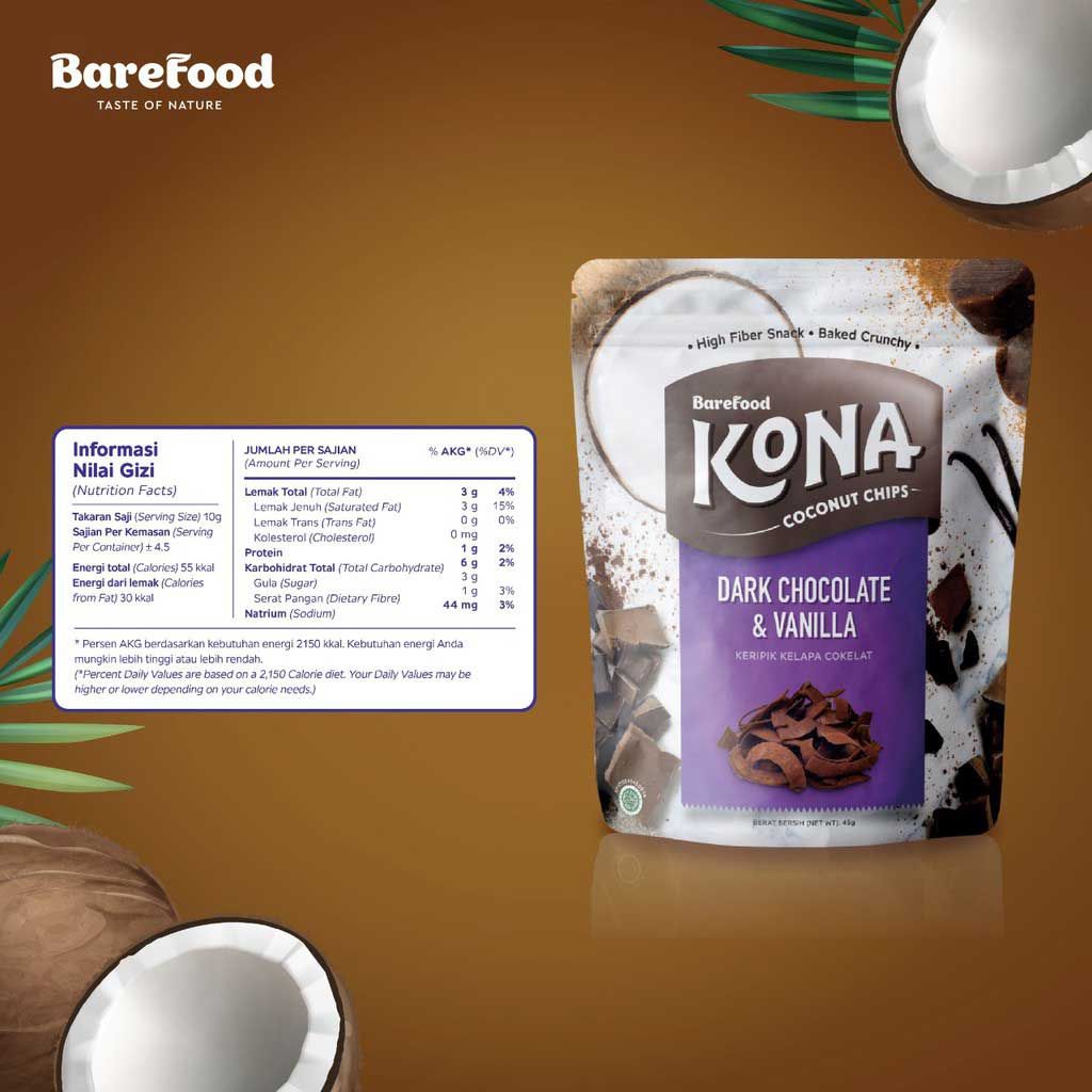 KONA Coconut Chips Dark Chocolate & Vanilla 45gr - 3