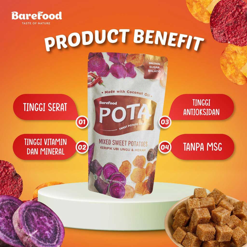 Paket POTA 3 ( POTA Brown Sugar Balado x 2) - Snack Sehat - Tinggi Serat - Tinggi Vitamin & Mineral - 3