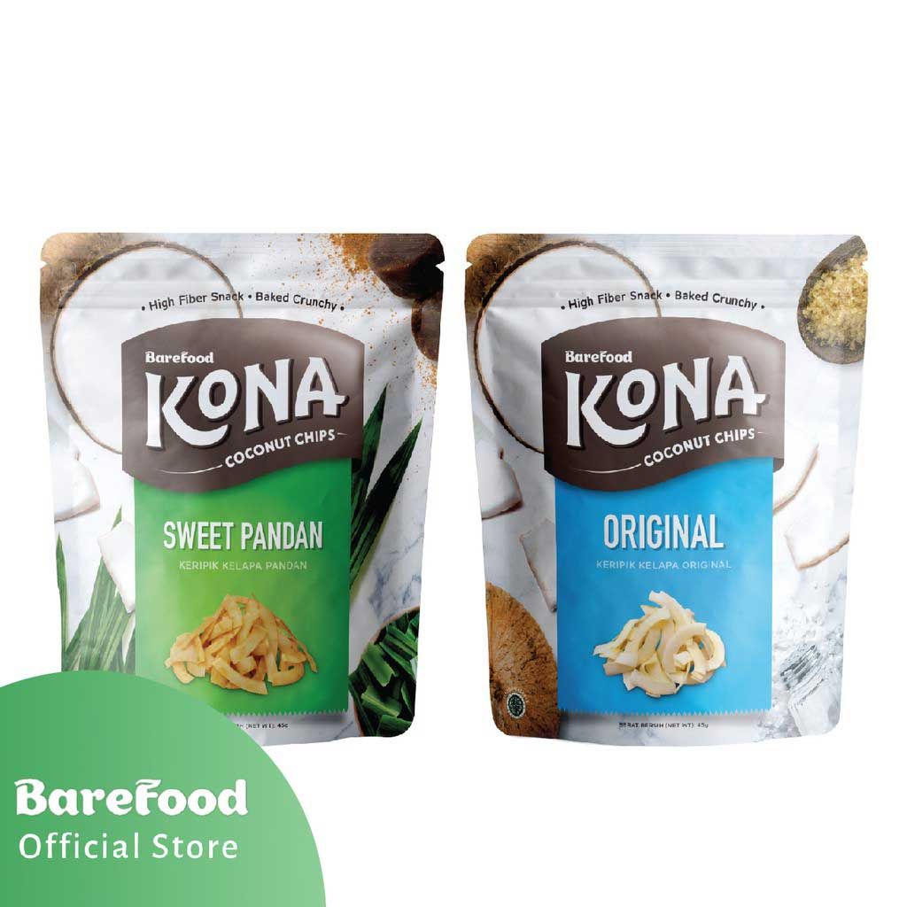 Paket KONA 1 (KONA Original & KONA Pandan) - Snack Sehat - Tinggi Serat - Tidak Digoreng - 1