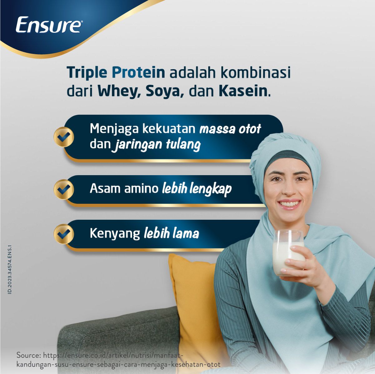 Ensure Vanilla 900 g - Susu Nutrisi Dewasa Rendah Laktosa - 3