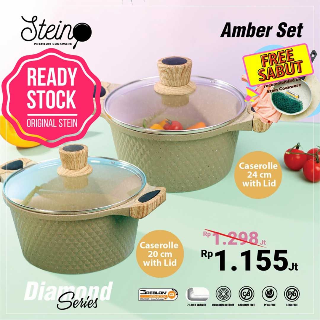 Stein Cookware Amber Set Caserolle 20Cm Dan 24Cm Diamond Series - 1