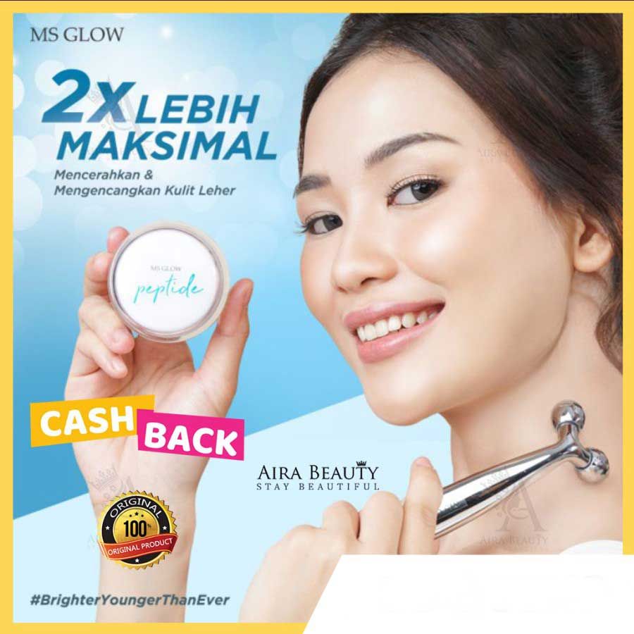 MS Glow Krim Pemutih Leher Neck Cream Original BPOM - Cream & Roller - 1